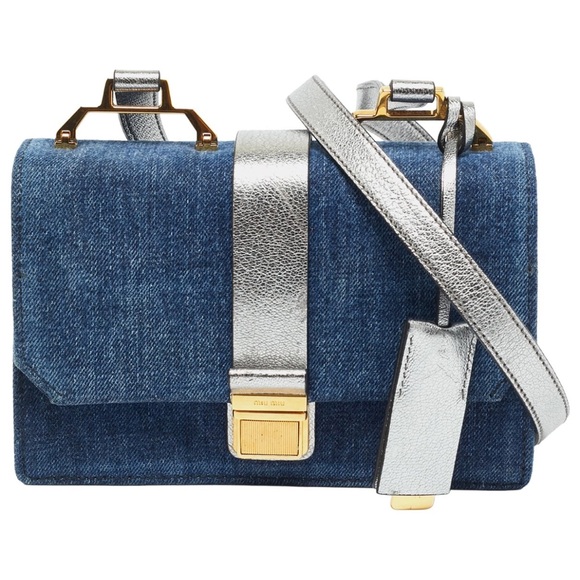 Handbags - Authentic Miu Miu Denim Madras Bandoliera
Shoulder Bag -